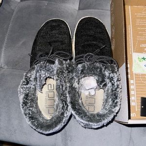 Hey Dudes with fur! Britt Black. Size 6